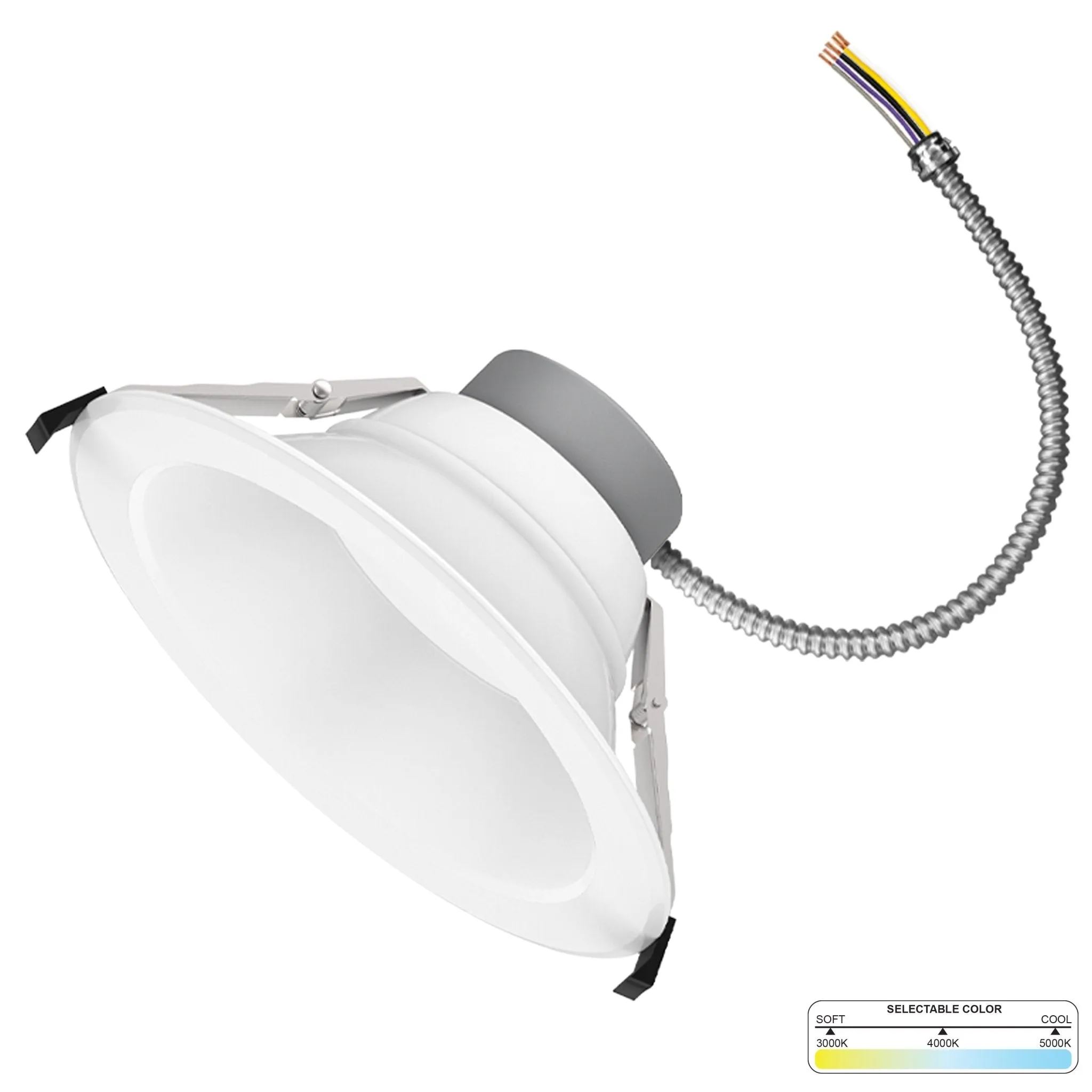 10 Inch Commercial Recessed Lighting Canless LED Downlights - Wet Rated - 3CCT 3000K-5000K - 4 Pack