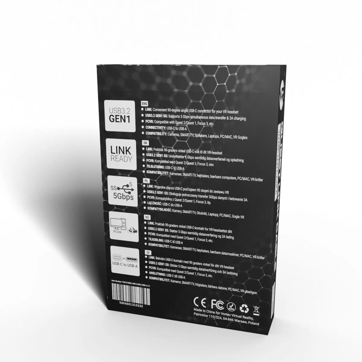 10m cable from VortexVR USB-A to Meta Quest Link | to Quest 3S Quest 3 Quest 2