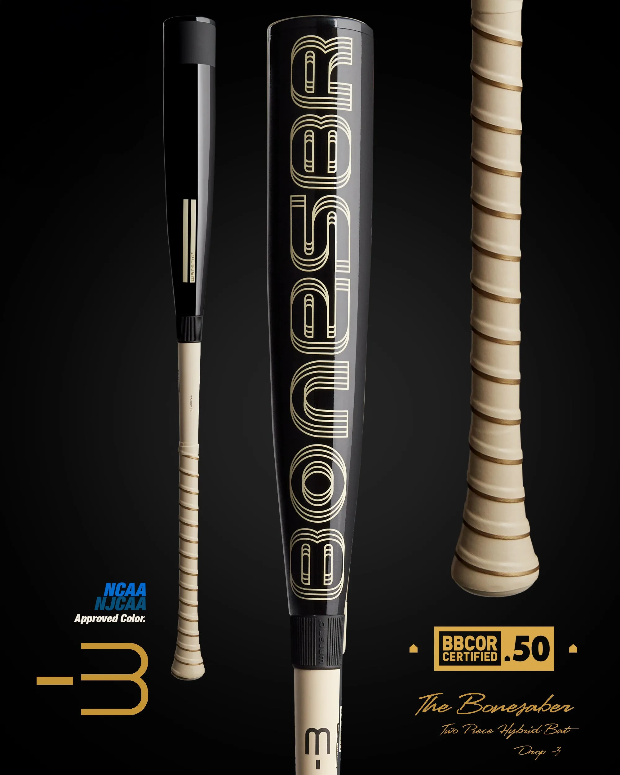 2024 BONESABER HYBRID BLACK COBRA EDITION BBCOR METAL BASEBALL BAT