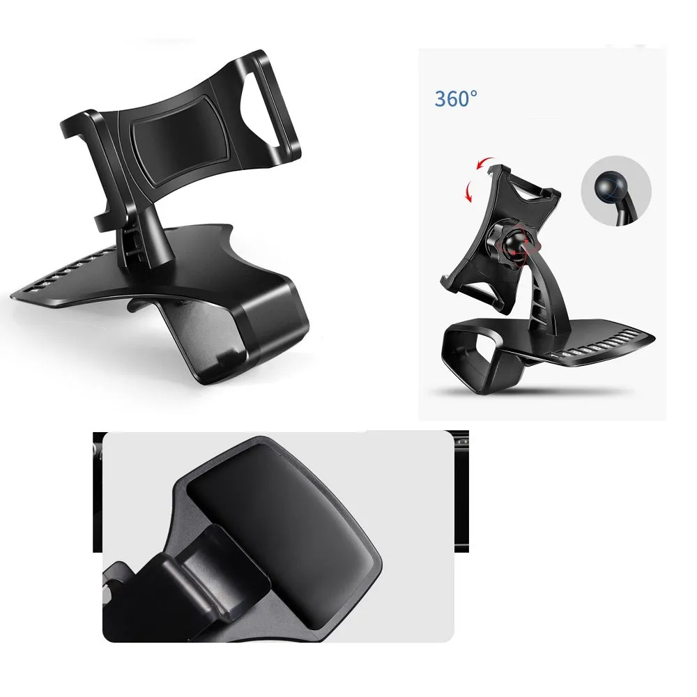3 in 1 Car GPS Smartphone Holder: Dashboard / Visor Clamp   AC Grid Clip for Alcatel One Touch POP C5 TV - Black