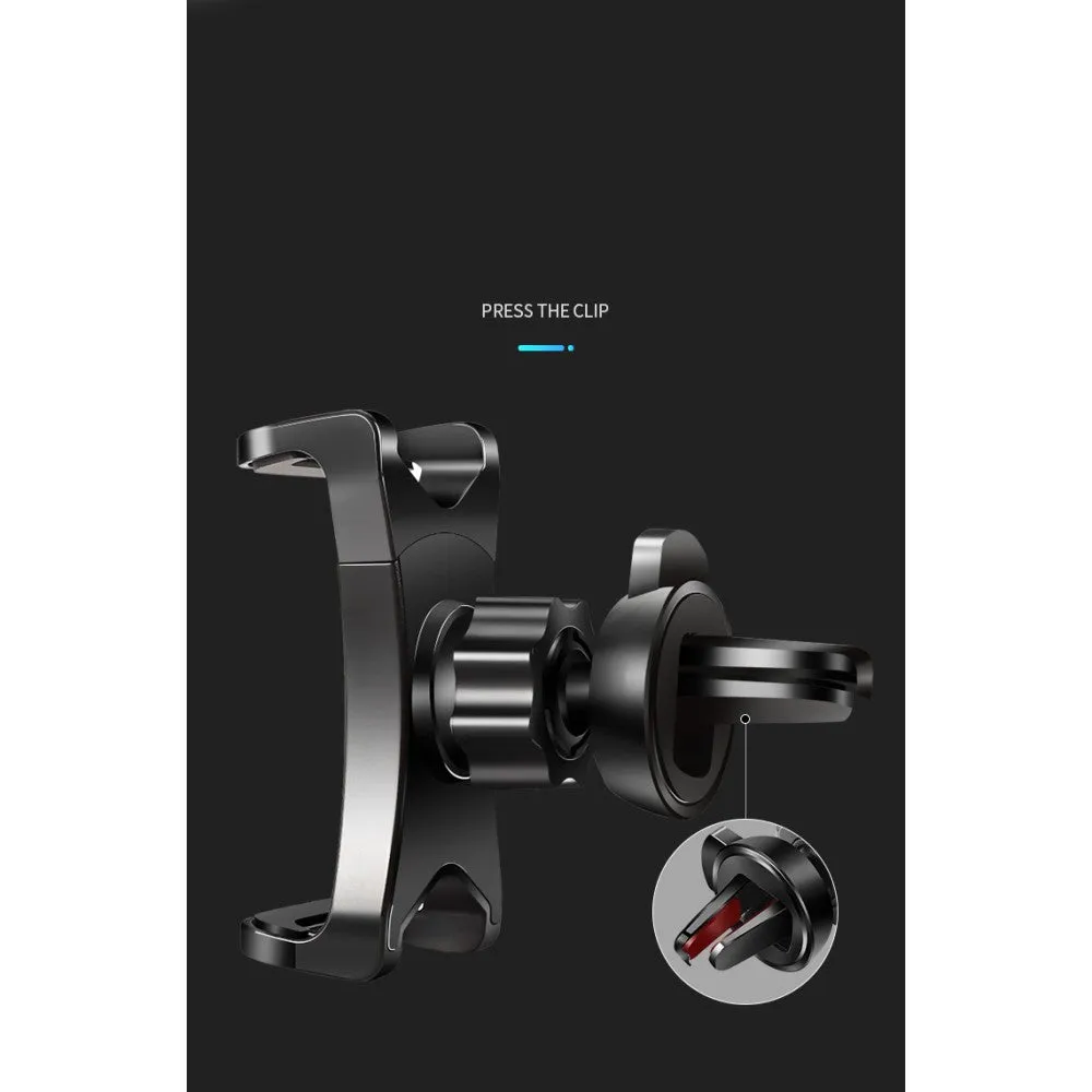 3 in 1 Car GPS Smartphone Holder: Dashboard / Visor Clamp   AC Grid Clip for BLU Dash JR TV, D140T - Black