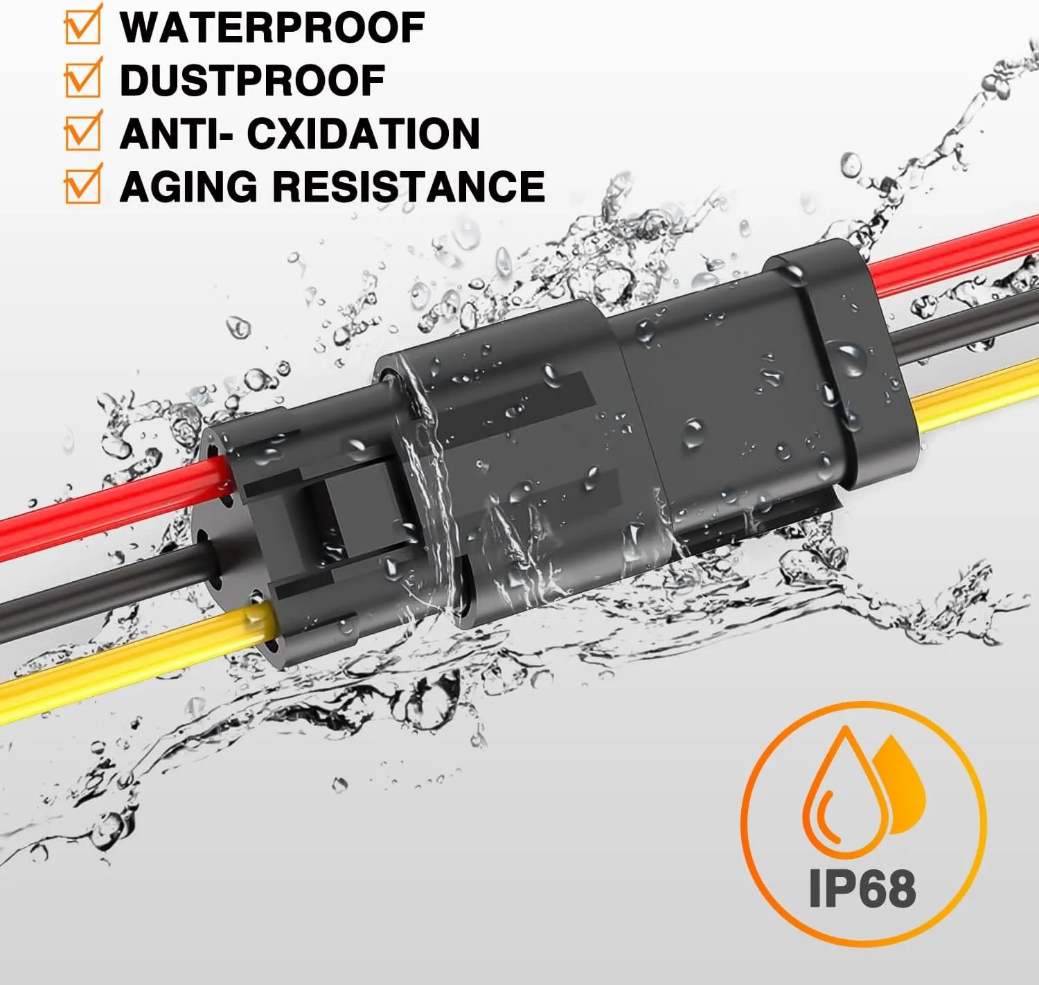 3 Pin DT Connectors 16AWG 6 Kits Male and Female Electrical Connector Waterproof Plug and Play w/Heat Shrink Butt Terminals