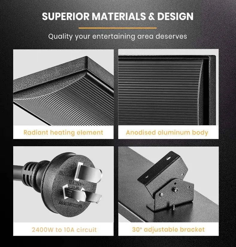 3200W IPx4 Outdoor Electric Heater, Ceiling Wall Mount - BIO