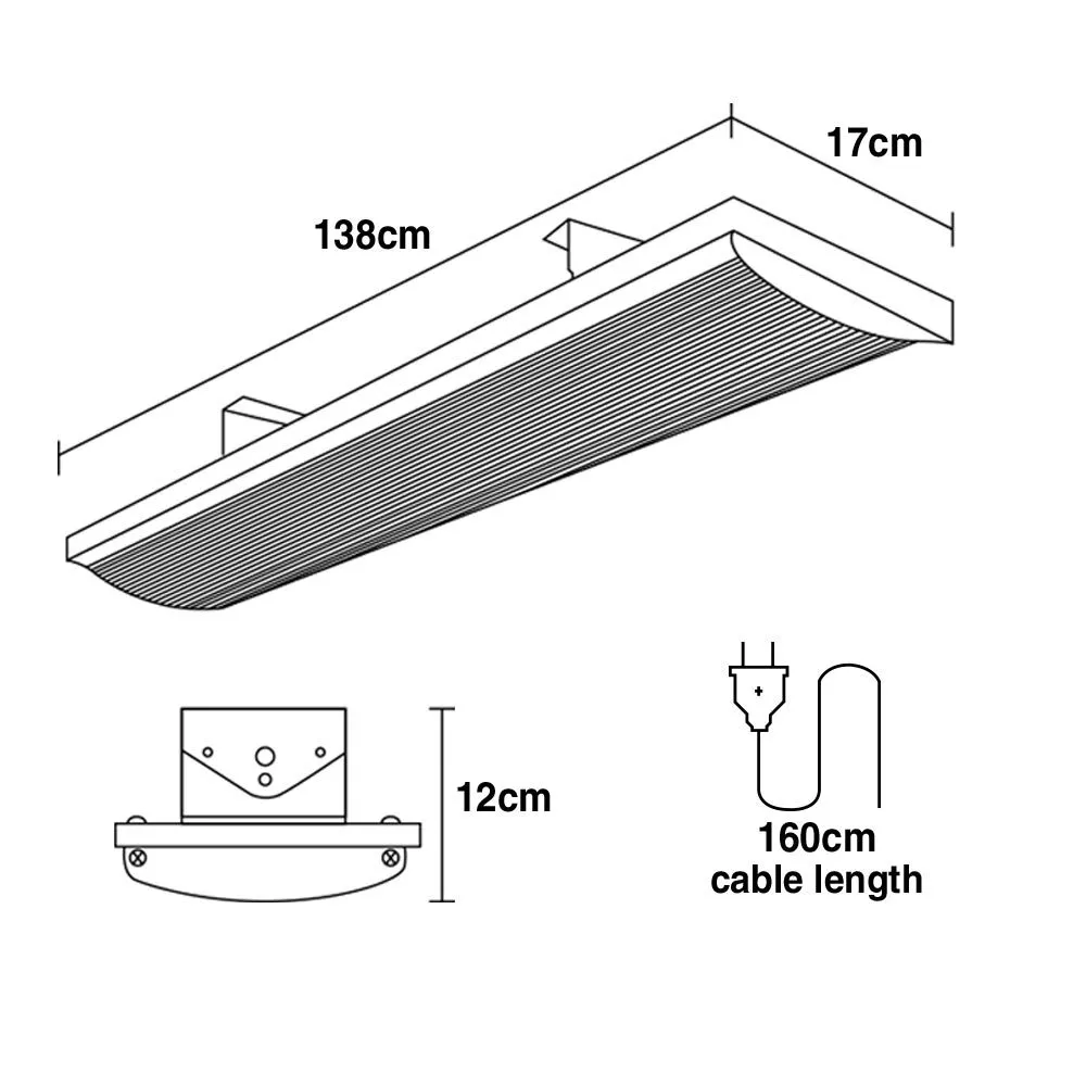 3200W IPx4 Outdoor Electric Heater, Ceiling Wall Mount - BIO