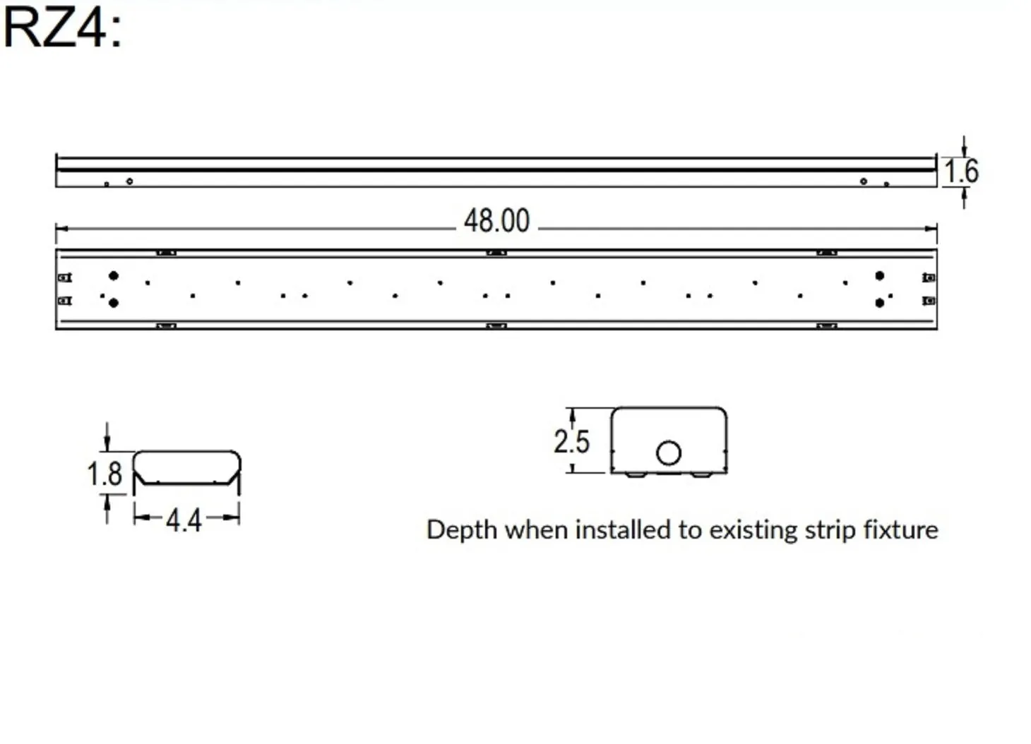 4 Foot LED Low Profile Strip Retrofit, 55 watt, 120-277V