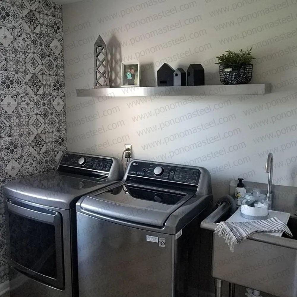 48"x10"x2.5" (cm.121.9x25.4x6.4) brushed stainless steel floating shelf
