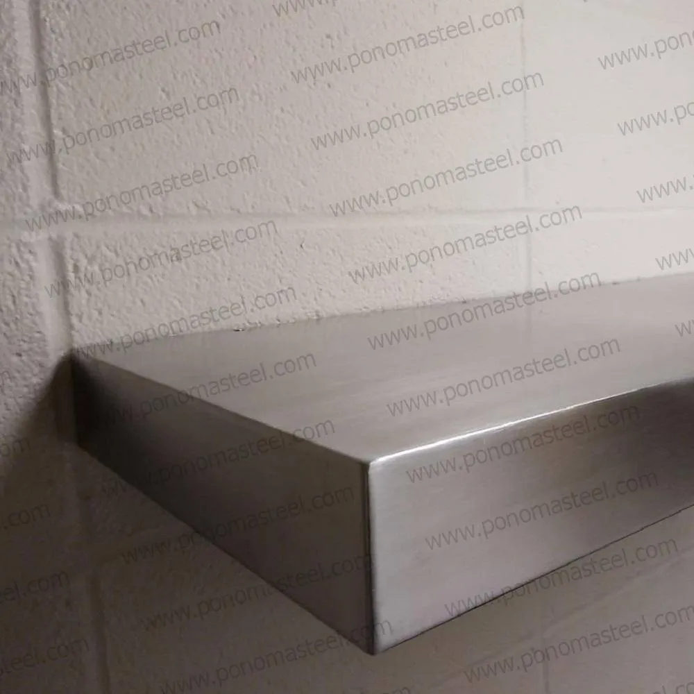 48"x10"x2.5" (cm.121.9x25.4x6.4) brushed stainless steel floating shelf