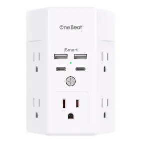 5 Outlet Surge Protector with 4 USB Charging Ports, USB-C Wall Charger and Power Strip for Home, Office and Dorm