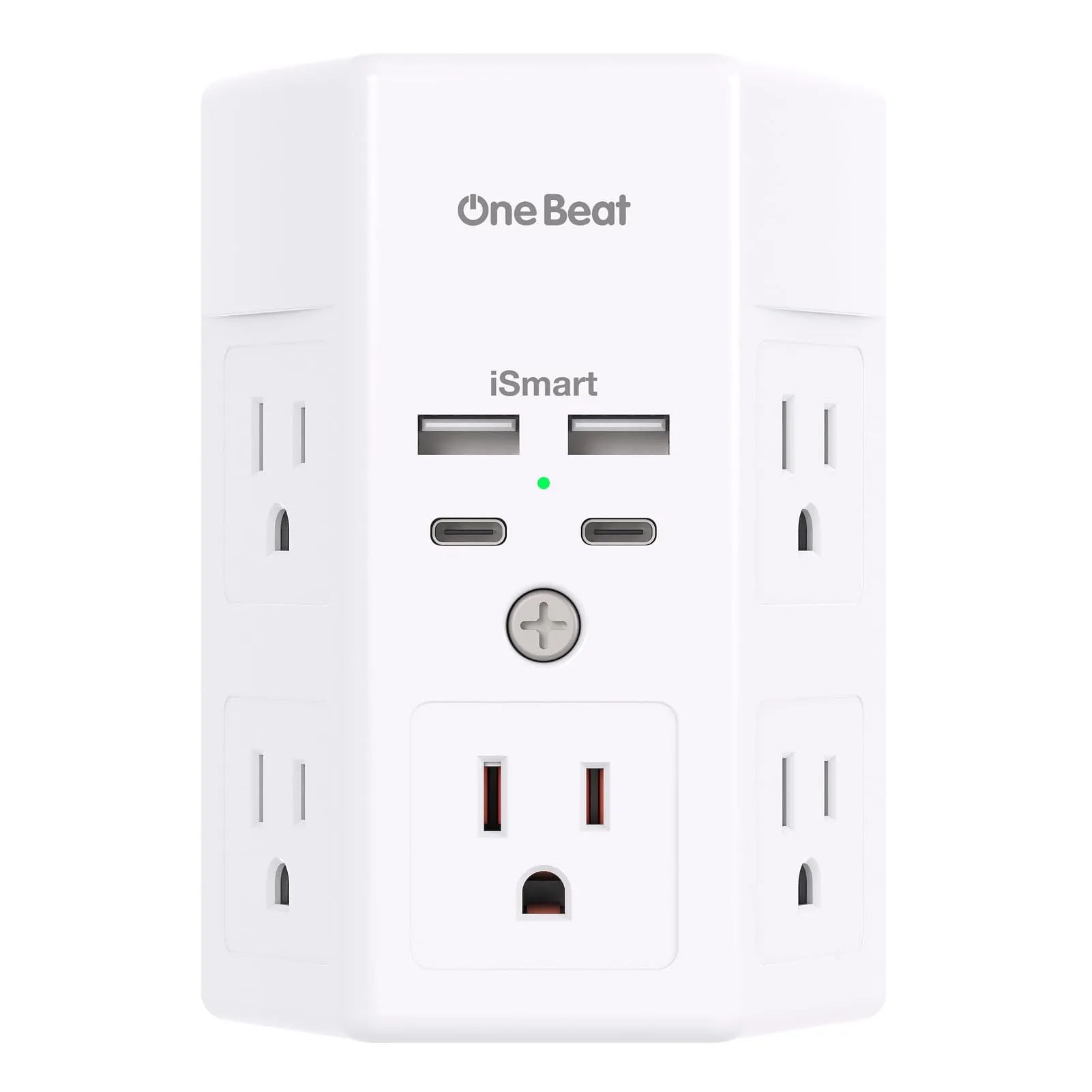 5 Outlet Surge Protector with 4 USB Charging Ports, USB-C Wall Charger and Power Strip for Home, Office and Dorm
