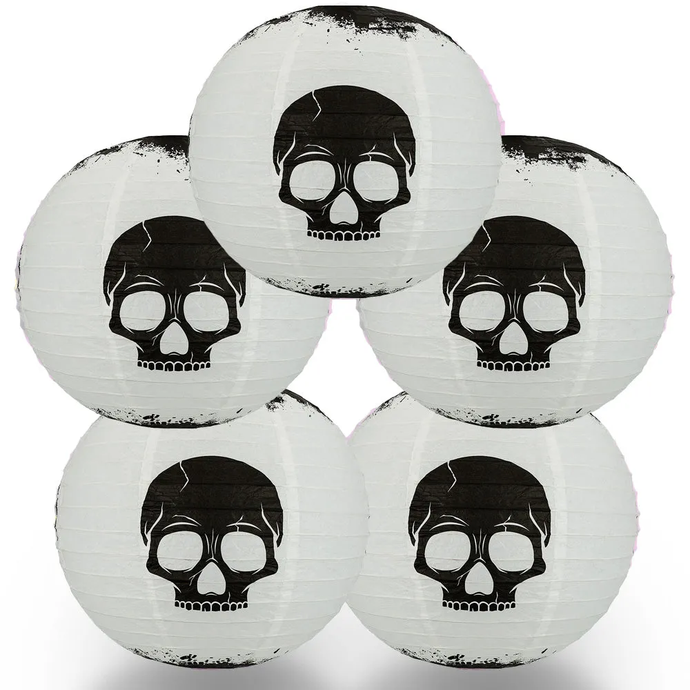 5 PACK | 14" Halloween Skull Skeleton Face Paper Lantern, Hanging Decoration