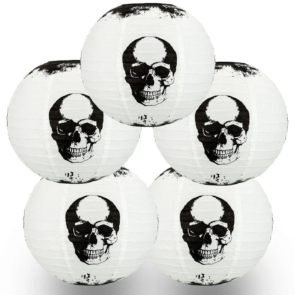 5 PACK | 14" Halloween Skull Skeleton Face Paper Lantern, Hanging Decoration