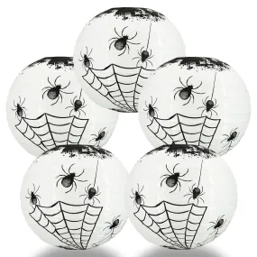 5 PACK | 14" Halloween Spiders Spooky Bug Webs Paper Lantern, Hanging Decoration