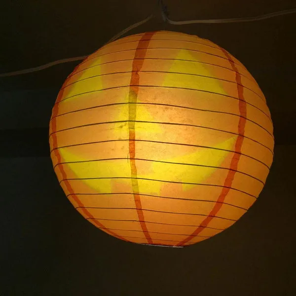 5 PACK | 14" Jack-O-Lantern Pumpkin Halloween Paper Lantern, Design by Esper
