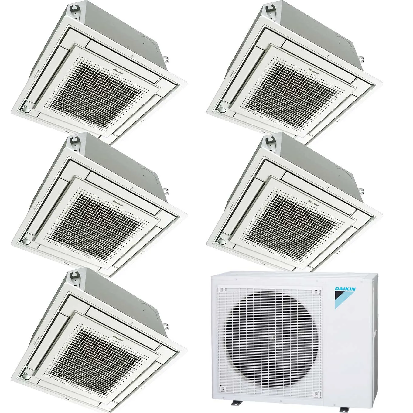5-Zone Daikin 20.6 SEER2 MXS Series Ductless Multi-Zone Air Conditioner Heat Pump Ceiling Cassette 9k   9k   12k   12k   15k