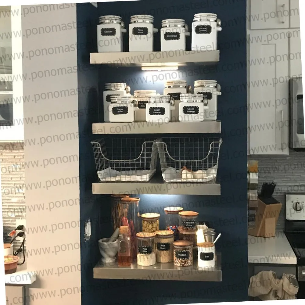 52"x10"x2.5" (cm.132x25.4x6.4) brushed stainless steel floating shelf