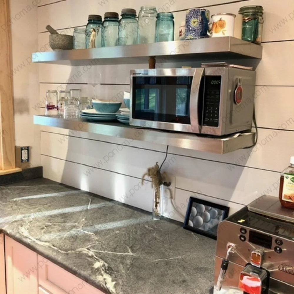 52"x10"x2.5" (cm.132x25.4x6.4) brushed stainless steel floating shelf