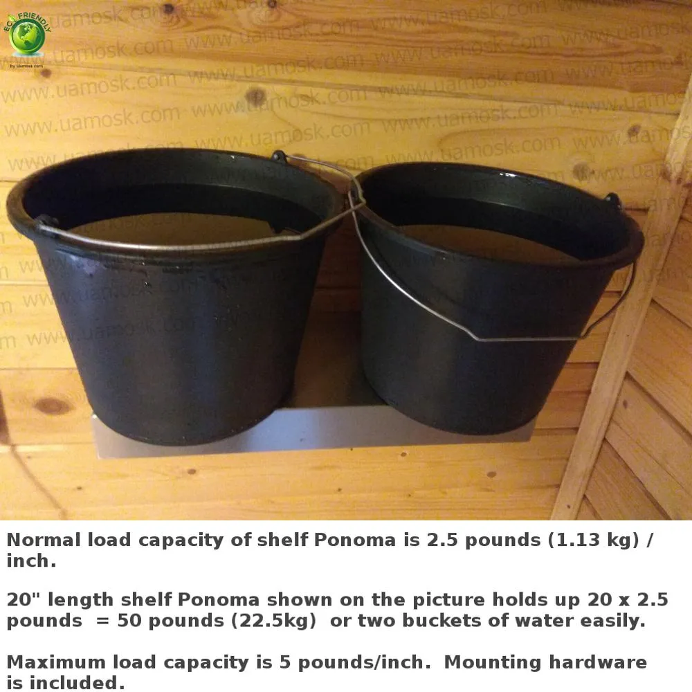 52"x10"x2.5" (cm.132x25.4x6.4) brushed stainless steel floating shelf