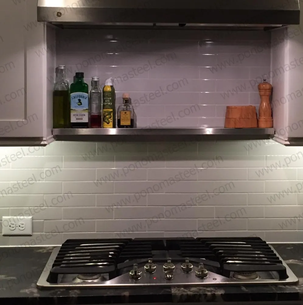52"x10"x2.5" (cm.132x25.4x6.4) brushed stainless steel floating shelf