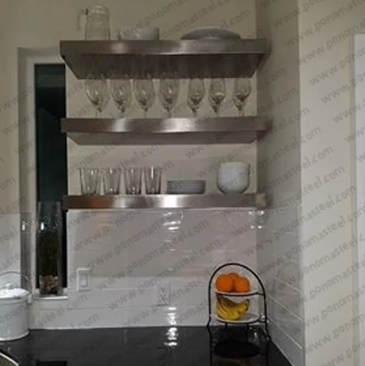 52"x10"x2.5" (cm.132x25.4x6.4) brushed stainless steel floating shelf
