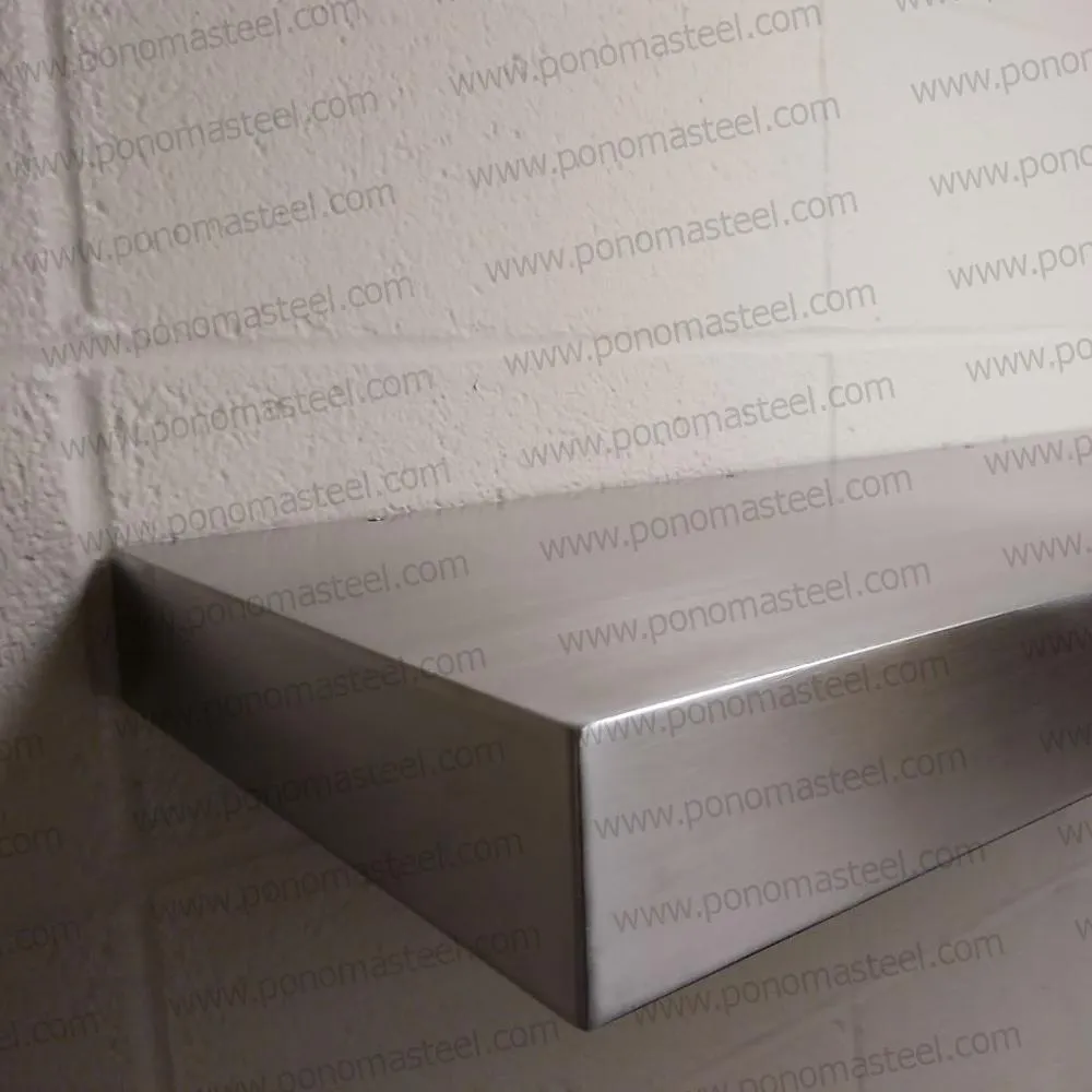 52"x10"x2.5" (cm.132x25.4x6.4) brushed stainless steel floating shelf
