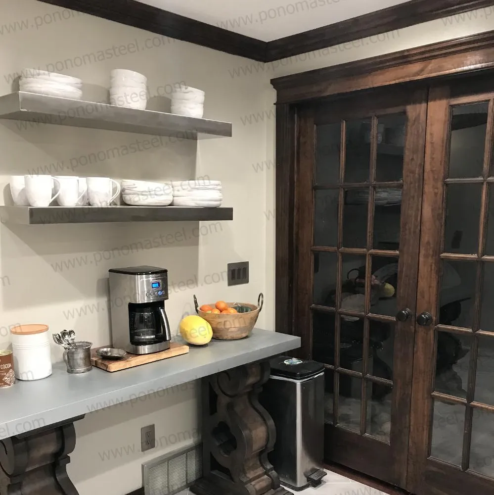 52"x10"x2.5" (cm.132x25.4x6.4) brushed stainless steel floating shelf