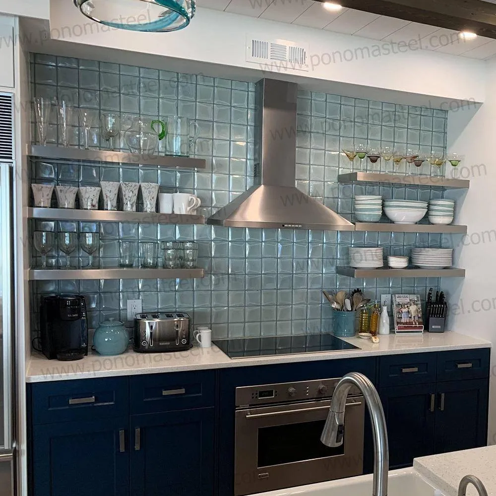 52"x10"x2.5" (cm.132x25.4x6.4) brushed stainless steel floating shelf