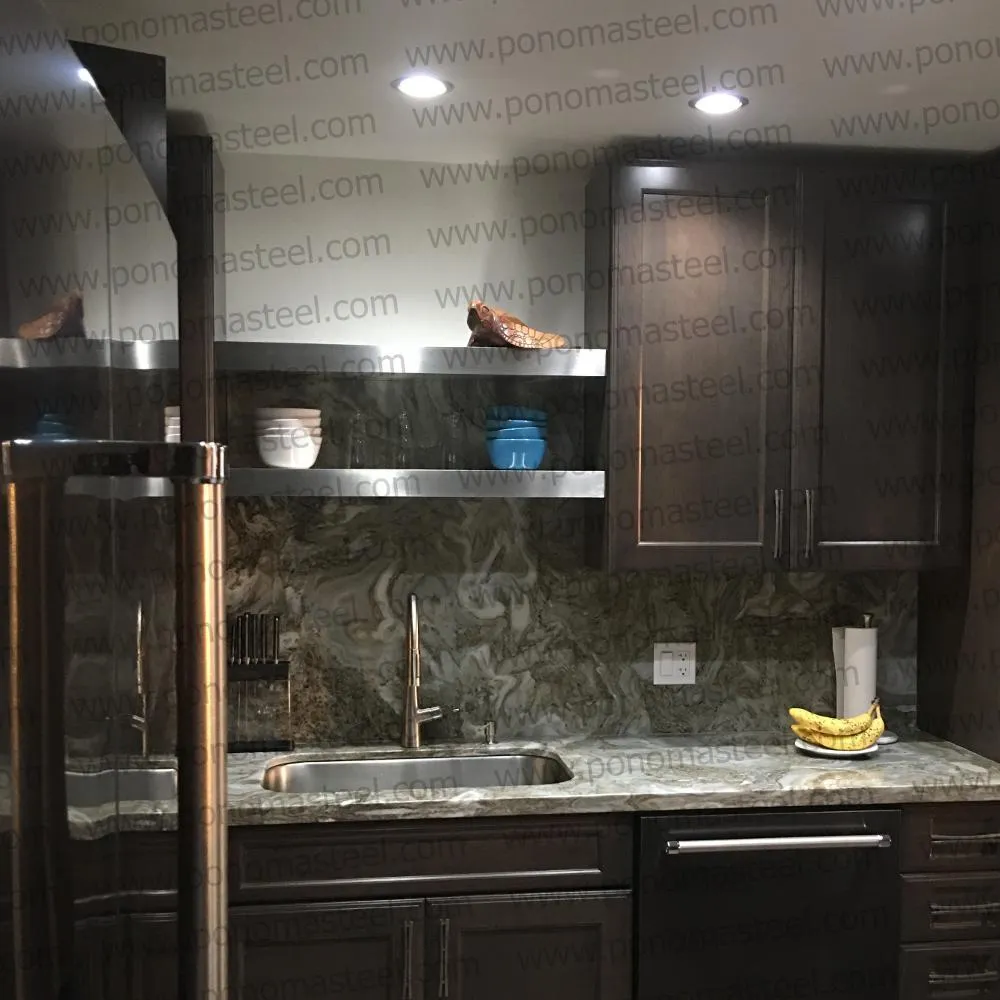 52"x10"x2.5" (cm.132x25.4x6.4) brushed stainless steel floating shelf