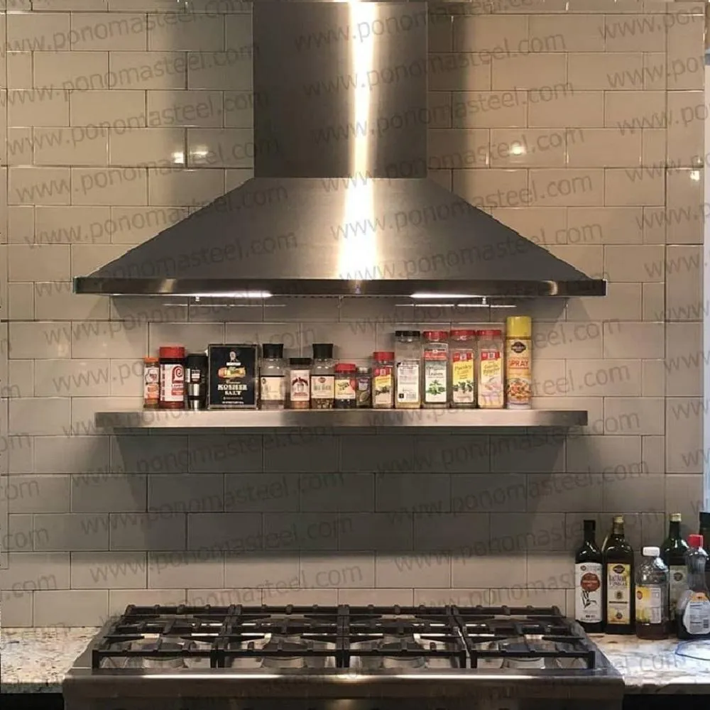52"x10"x2.5" (cm.132x25.4x6.4) brushed stainless steel floating shelf