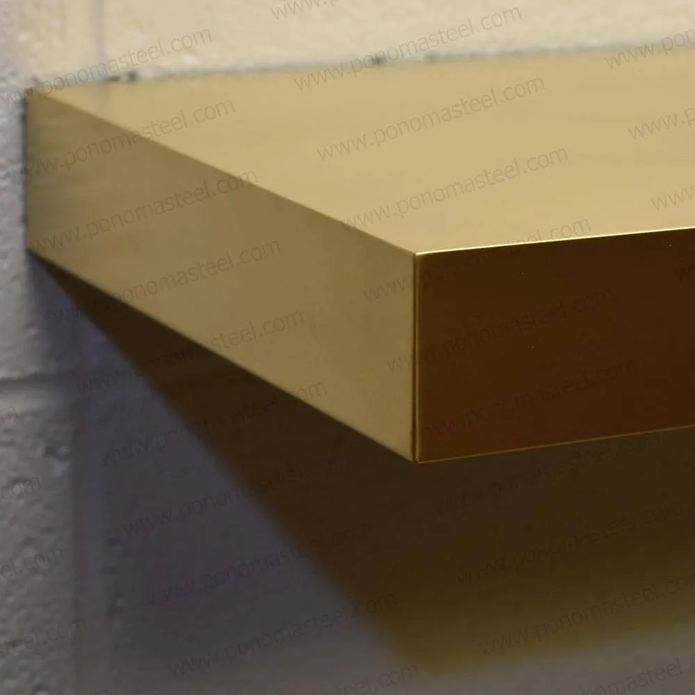 52"x10"x2.5" (cm.132x25.4x6.4) brushed stainless steel floating shelf