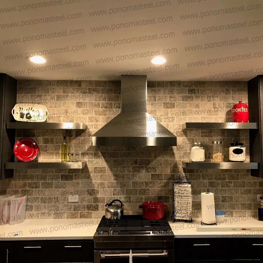 52"x10"x2.5" (cm.132x25.4x6.4) brushed stainless steel floating shelf