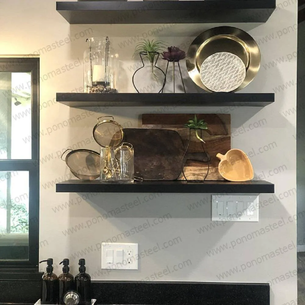 52"x10"x2.5" (cm.132x25.4x6.4) brushed stainless steel floating shelf