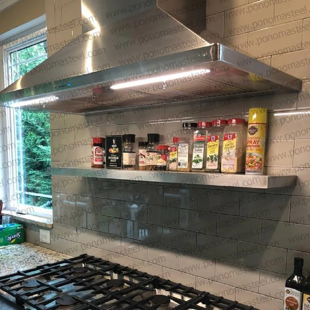 52"x10"x2.5" (cm.132x25.4x6.4) brushed stainless steel floating shelf