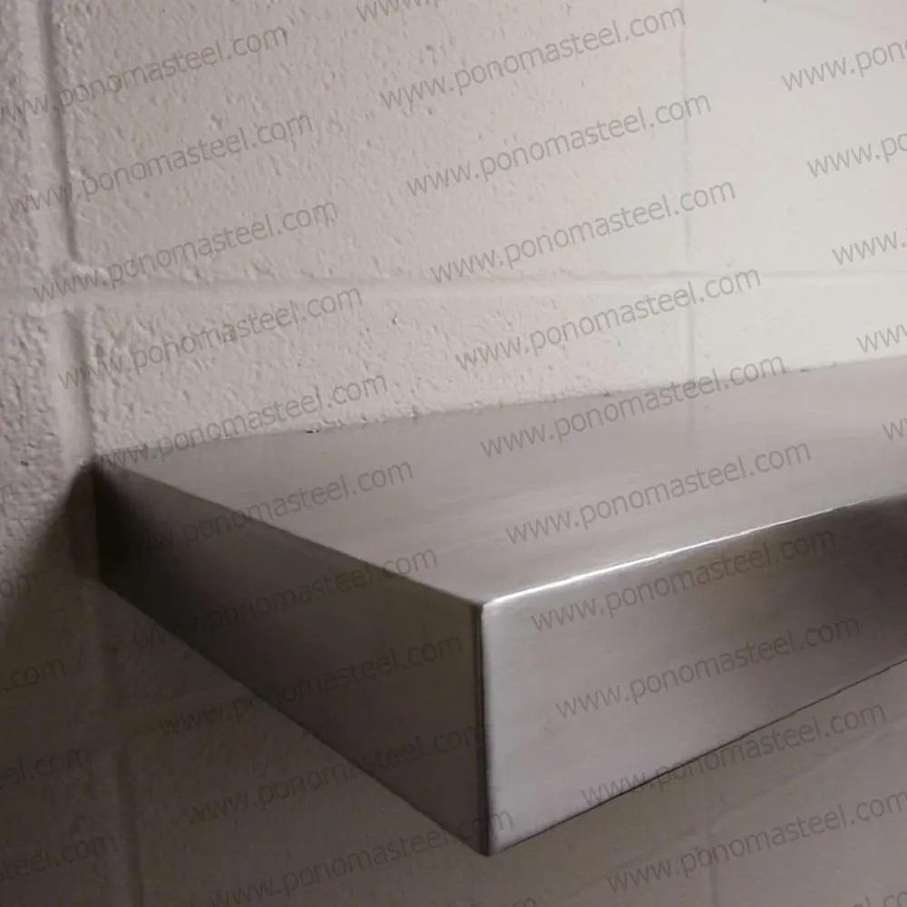 60"x6"x2.0" (cm.152x15x5.1) brushed stainless steel floating shelf