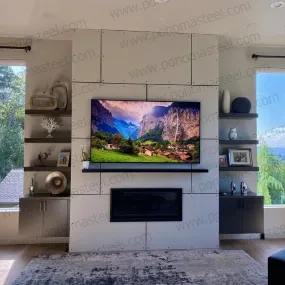 60"x6"x2.0" (cm.152x15x5.1) brushed stainless steel floating shelf