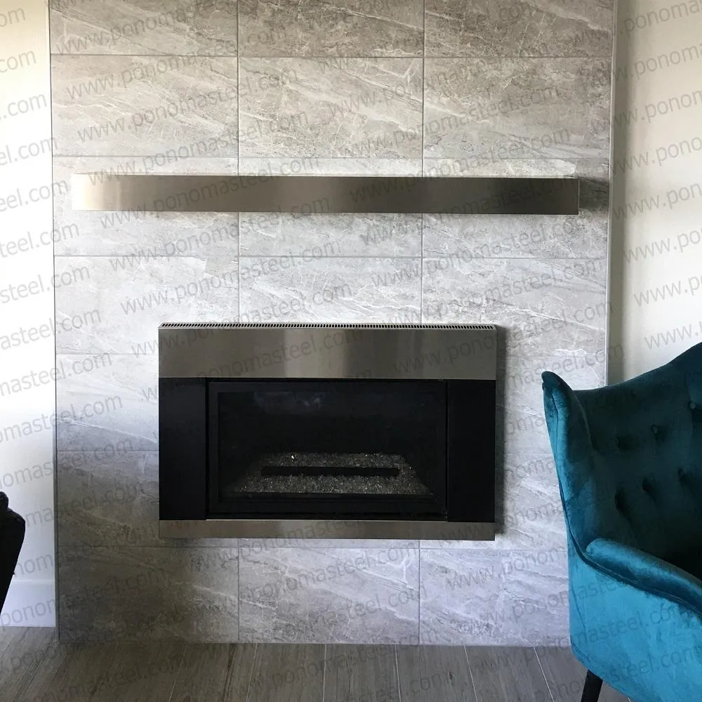60"x8"x4.0" (cm.152x20x10.2) brushed stainless steel floating shelf