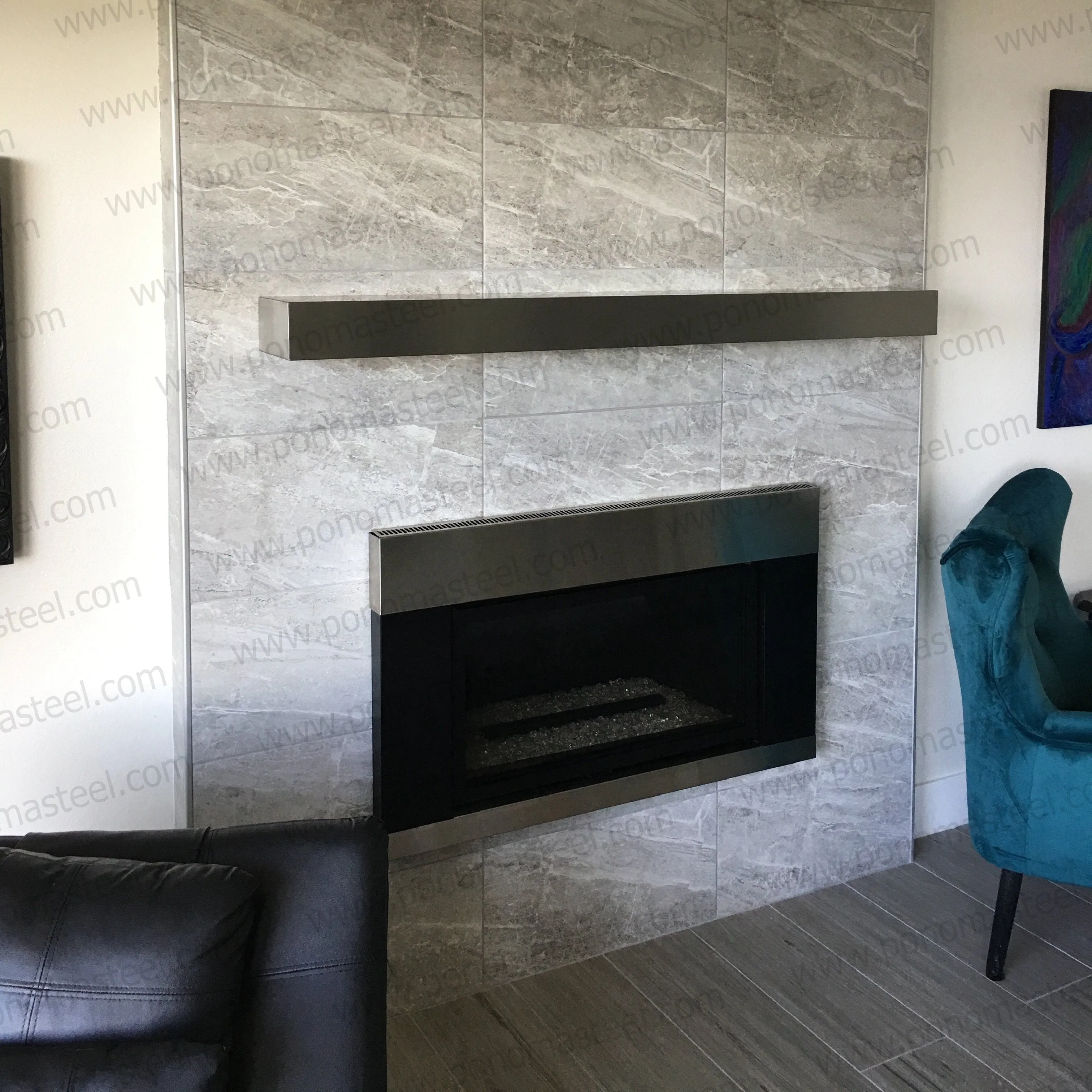 60"x8"x4.0" (cm.152x20x10.2) brushed stainless steel floating shelf