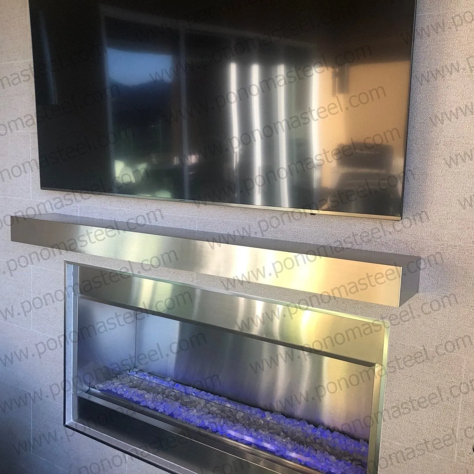 72"x7"x2.0" (cm.183x18x5.1) brushed stainless steel floating shelf