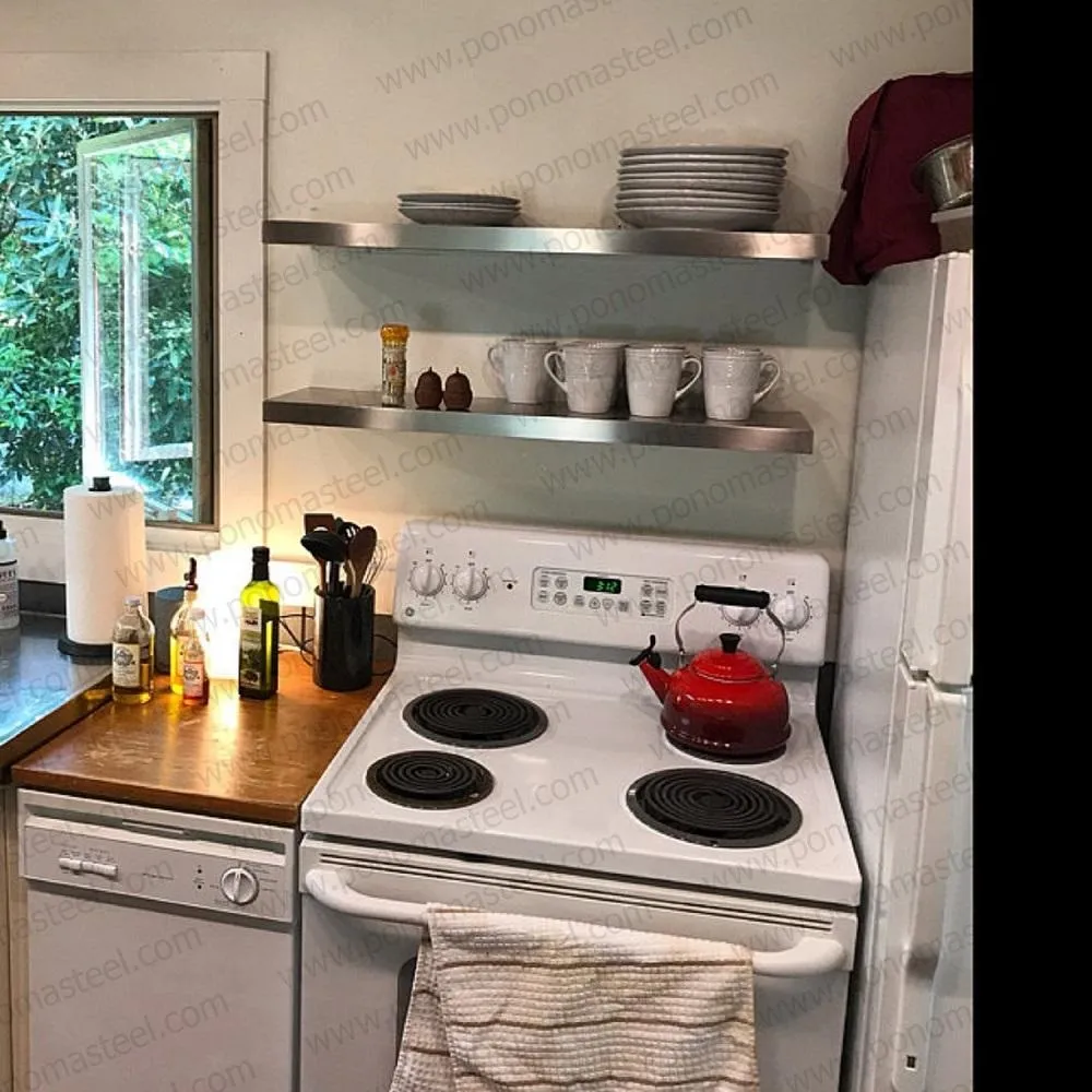 72"x7"x2.0" (cm.183x18x5.1) brushed stainless steel floating shelf