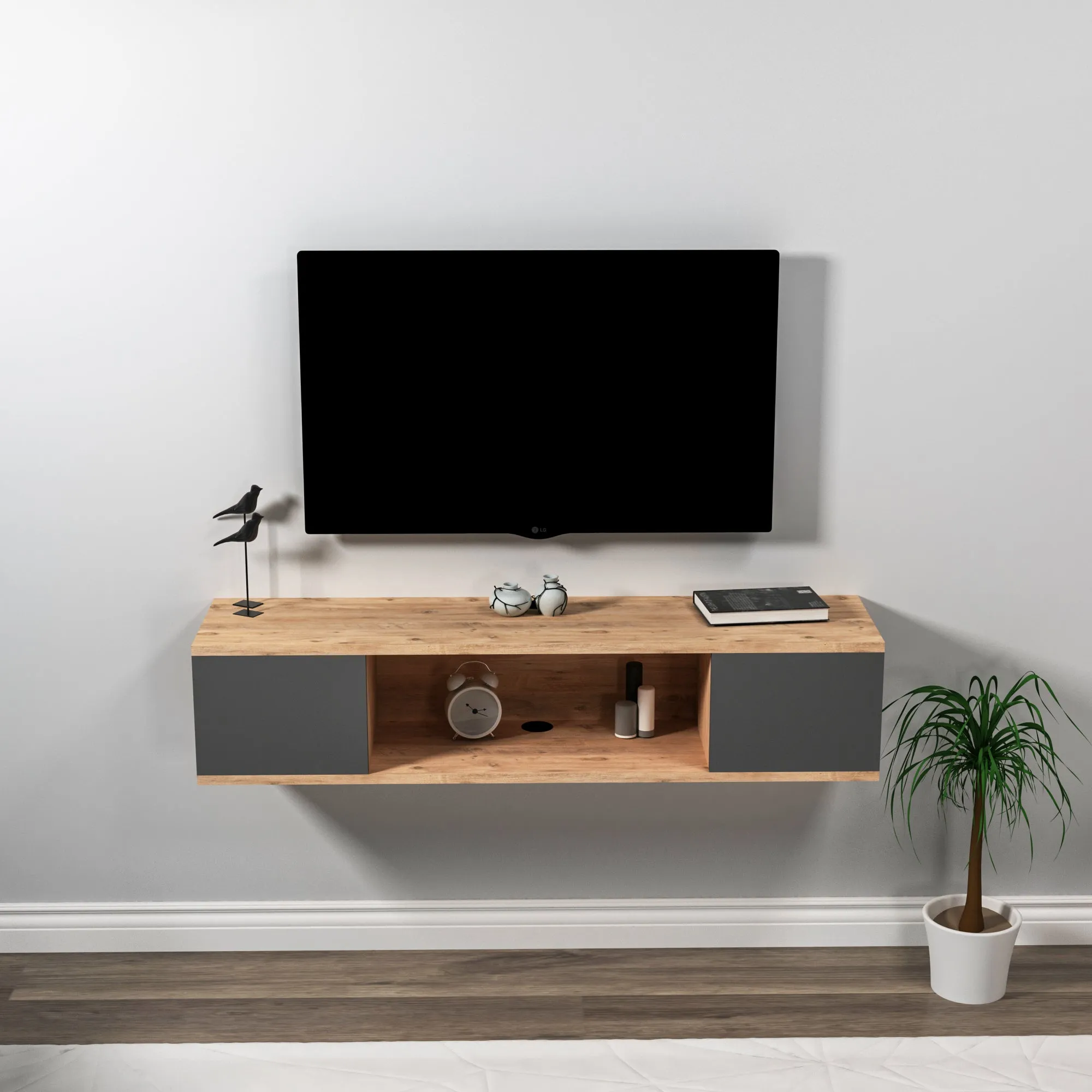Alfie Floating TV Stand with Shelves