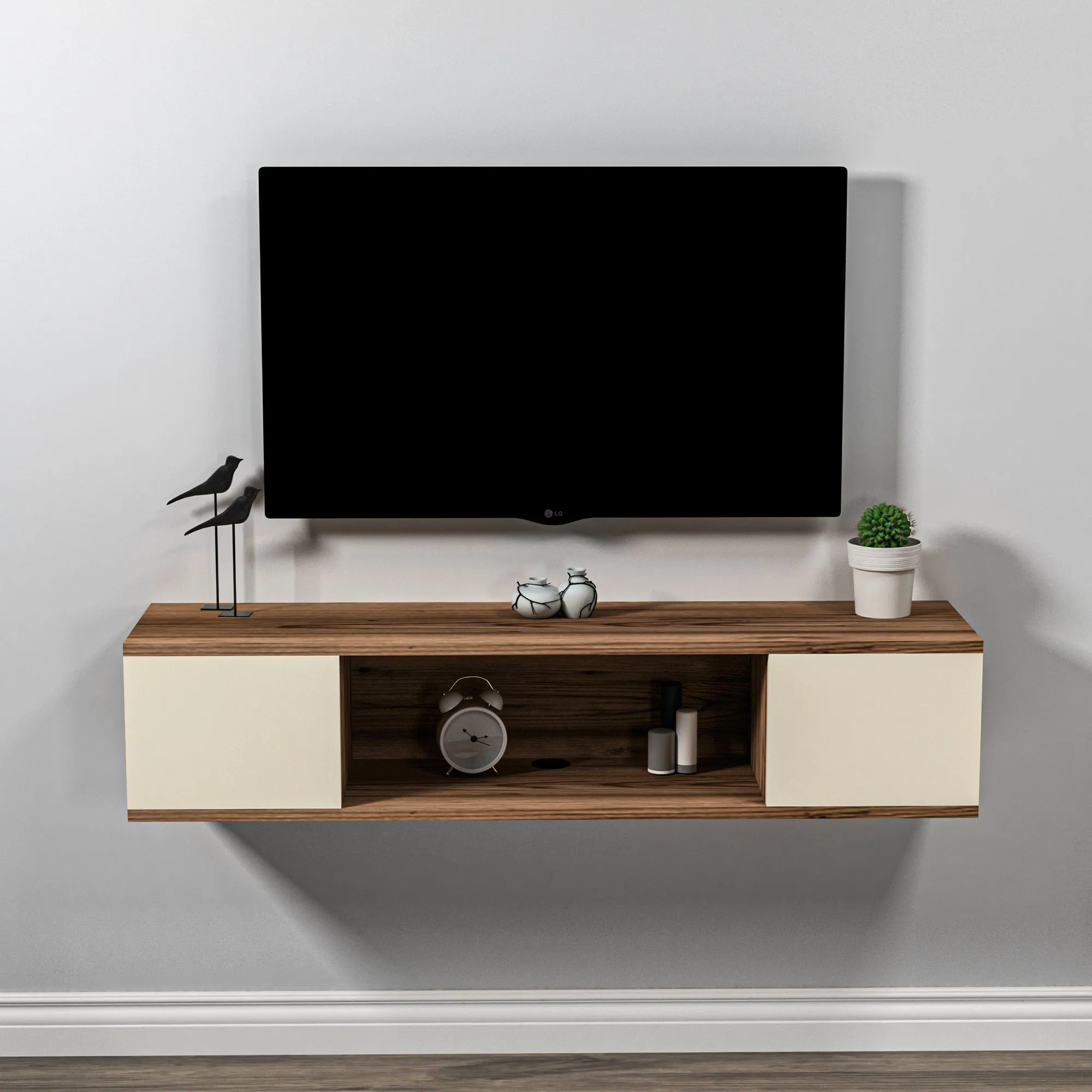 Alfie Floating TV Stand with Shelves
