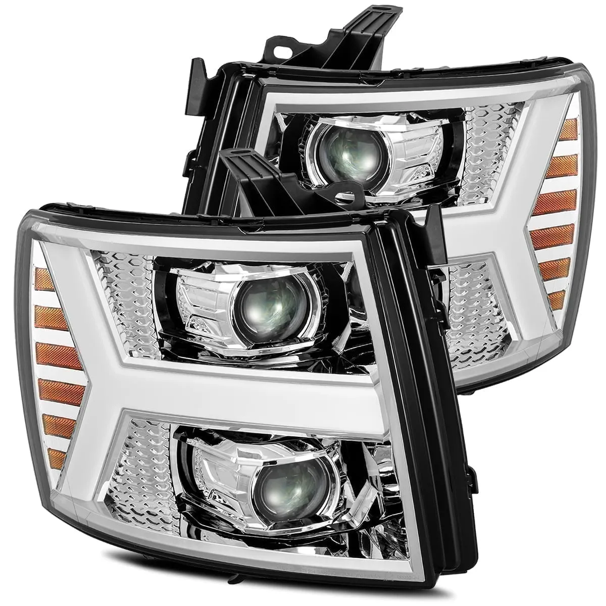 Alpharex  LUXX-Series LED Projector Headlights Chrome For Silverado (2007-2014)