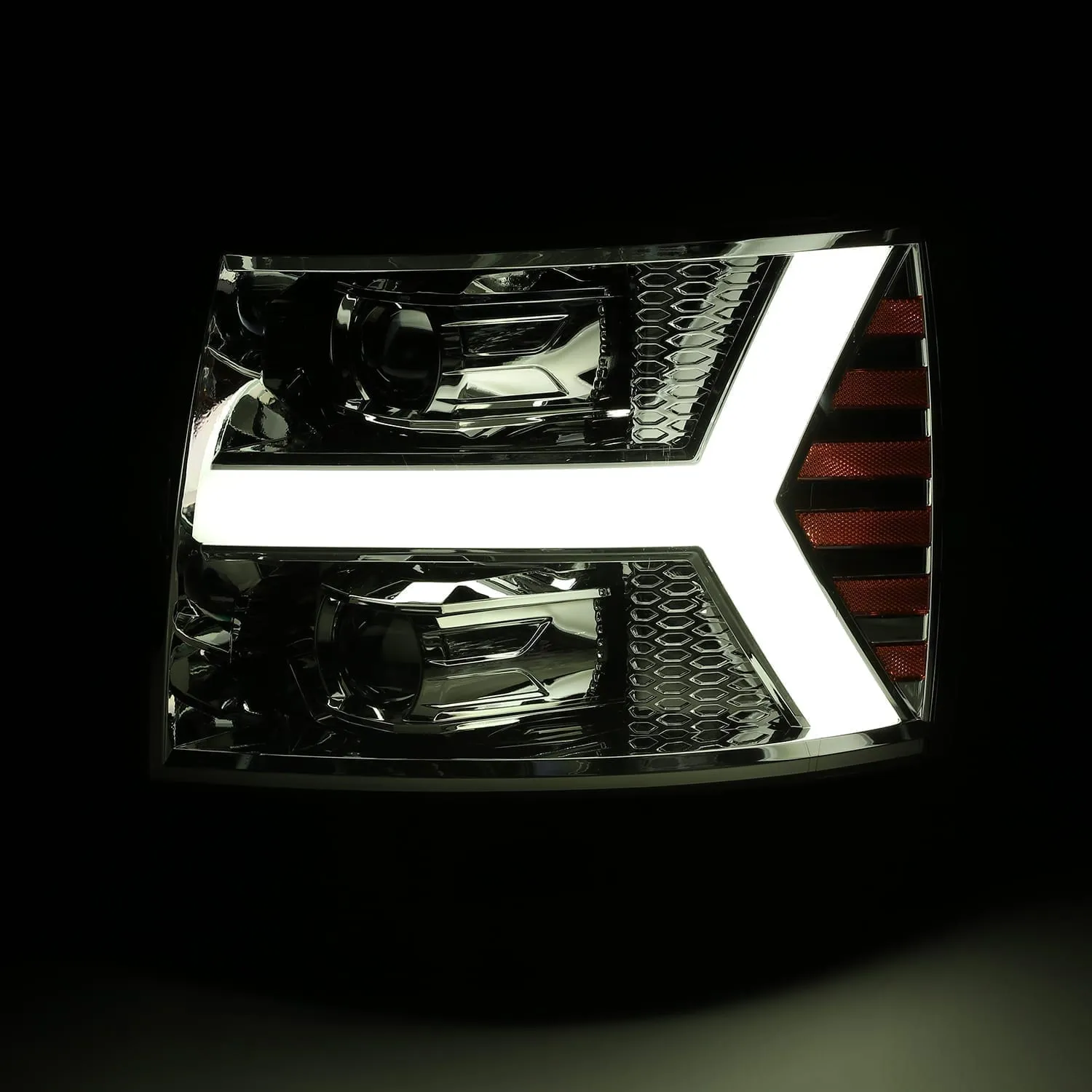 Alpharex  LUXX-Series LED Projector Headlights Chrome For Silverado (2007-2014)