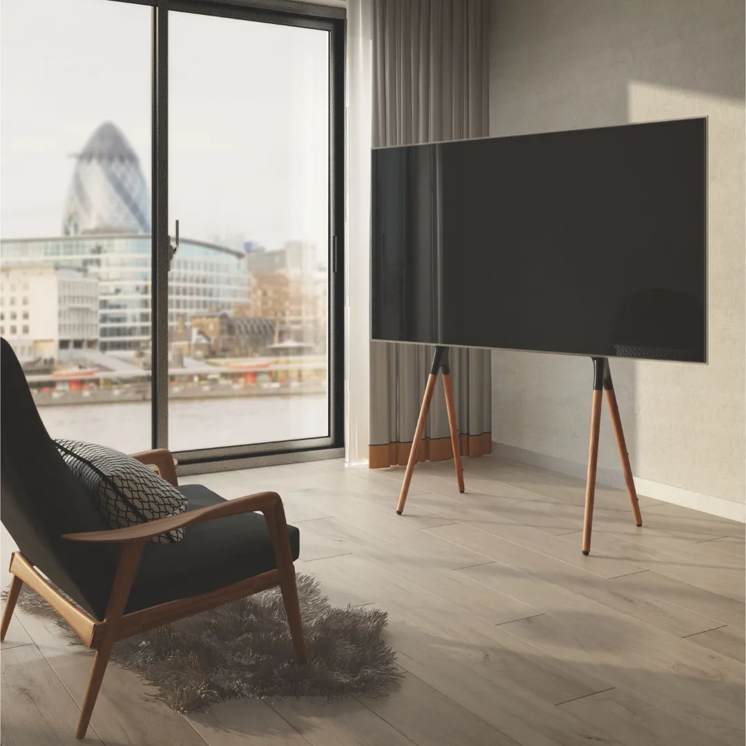 Alterzone Quad TV Floor Stand for 49"-70" TV's, Walnut