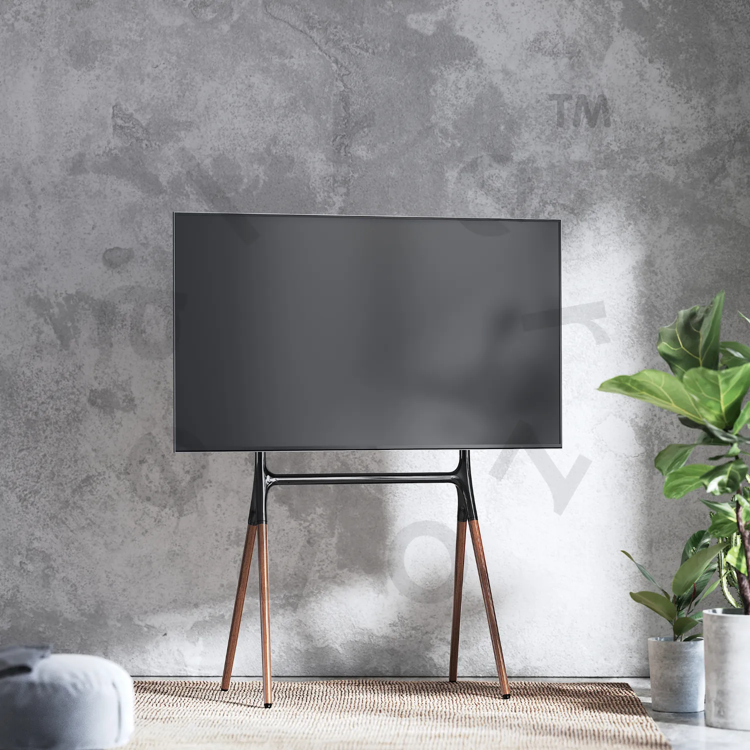 Alterzone Quad TV Floor Stand for 49"-70" TV's, Walnut