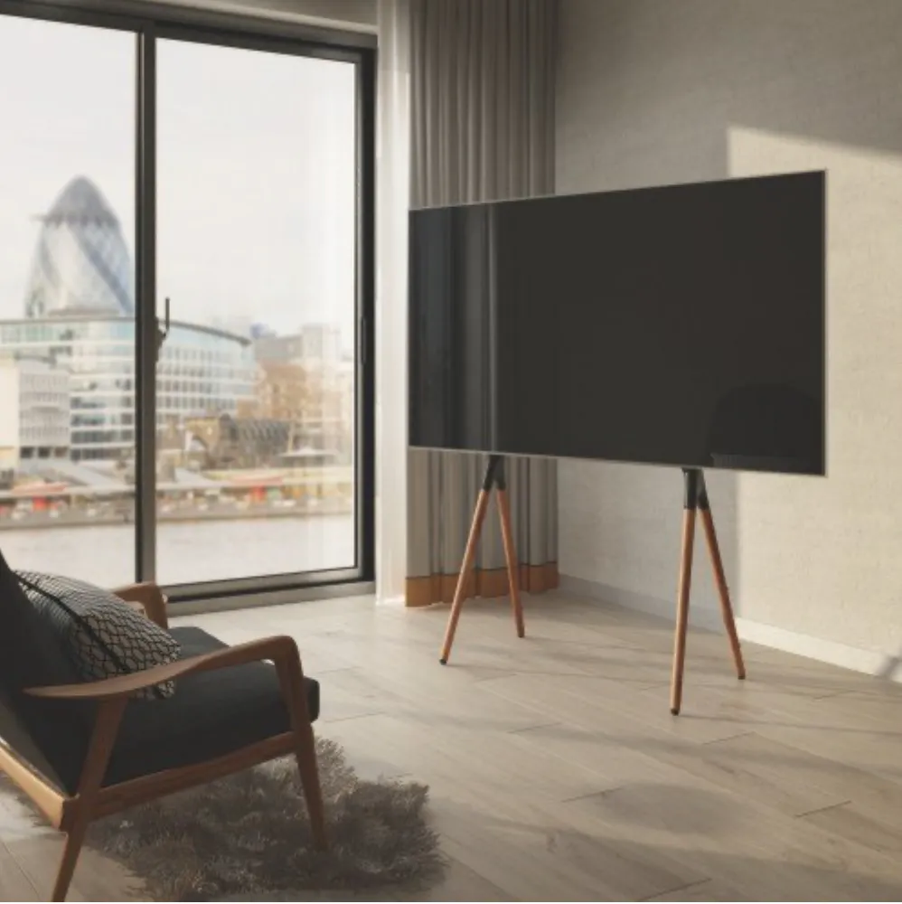 Alterzone Quad TV Floor Stand for 49"-70" TV's, Walnut