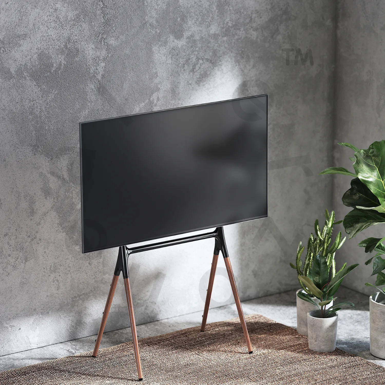 Alterzone Quad TV Floor Stand for 49"-70" TV's, Walnut