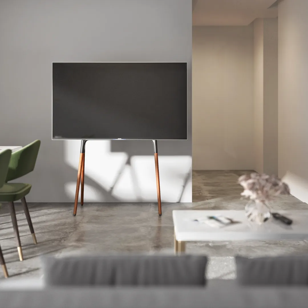 Alterzone Quad TV Floor Stand for 49"-70" TV's, Walnut