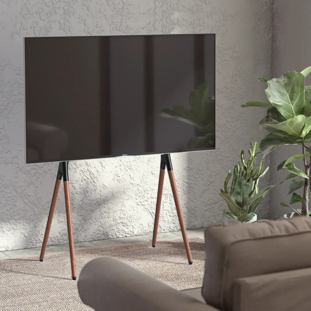 Alterzone Quad TV Floor Stand for 49"-70" TV's, Walnut