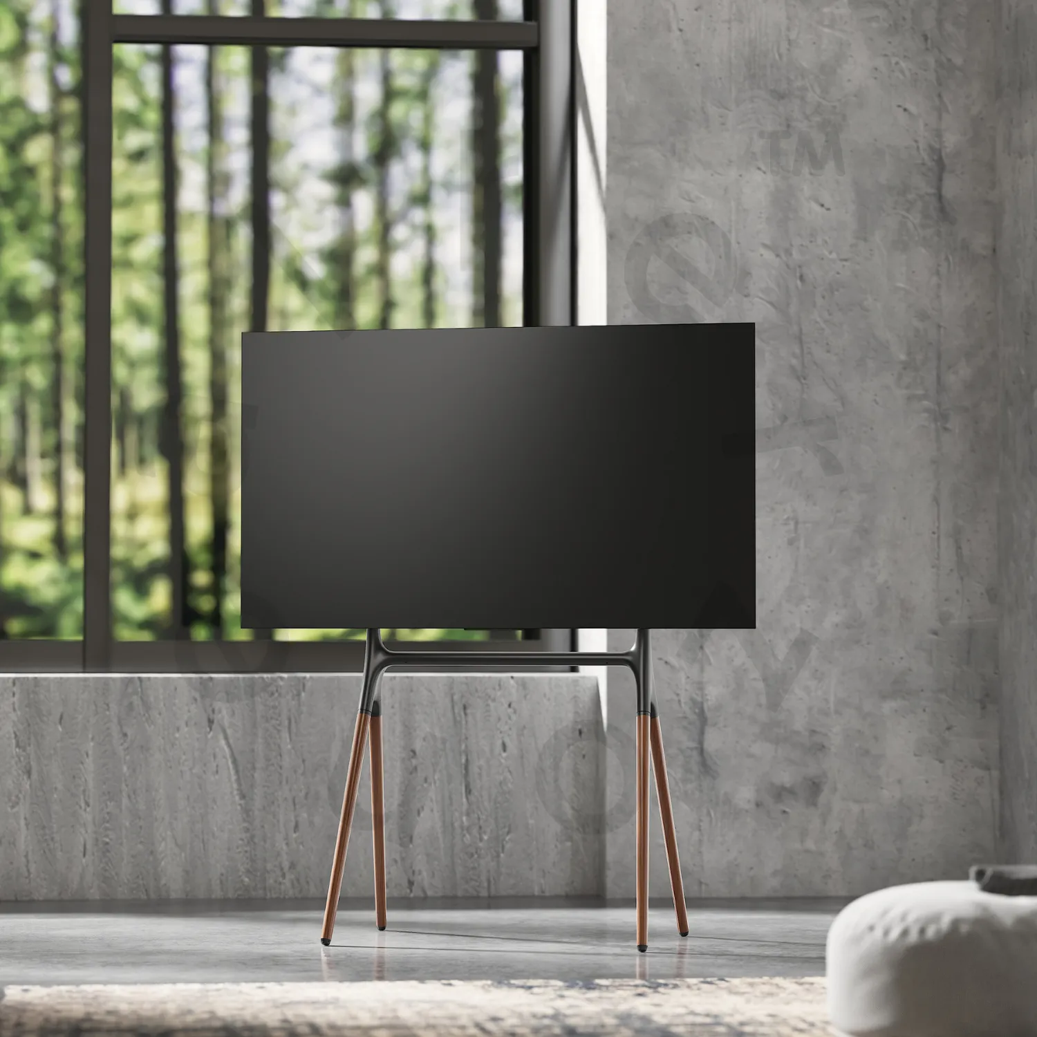 Alterzone Quad TV Floor Stand for 49"-70" TV's, Walnut