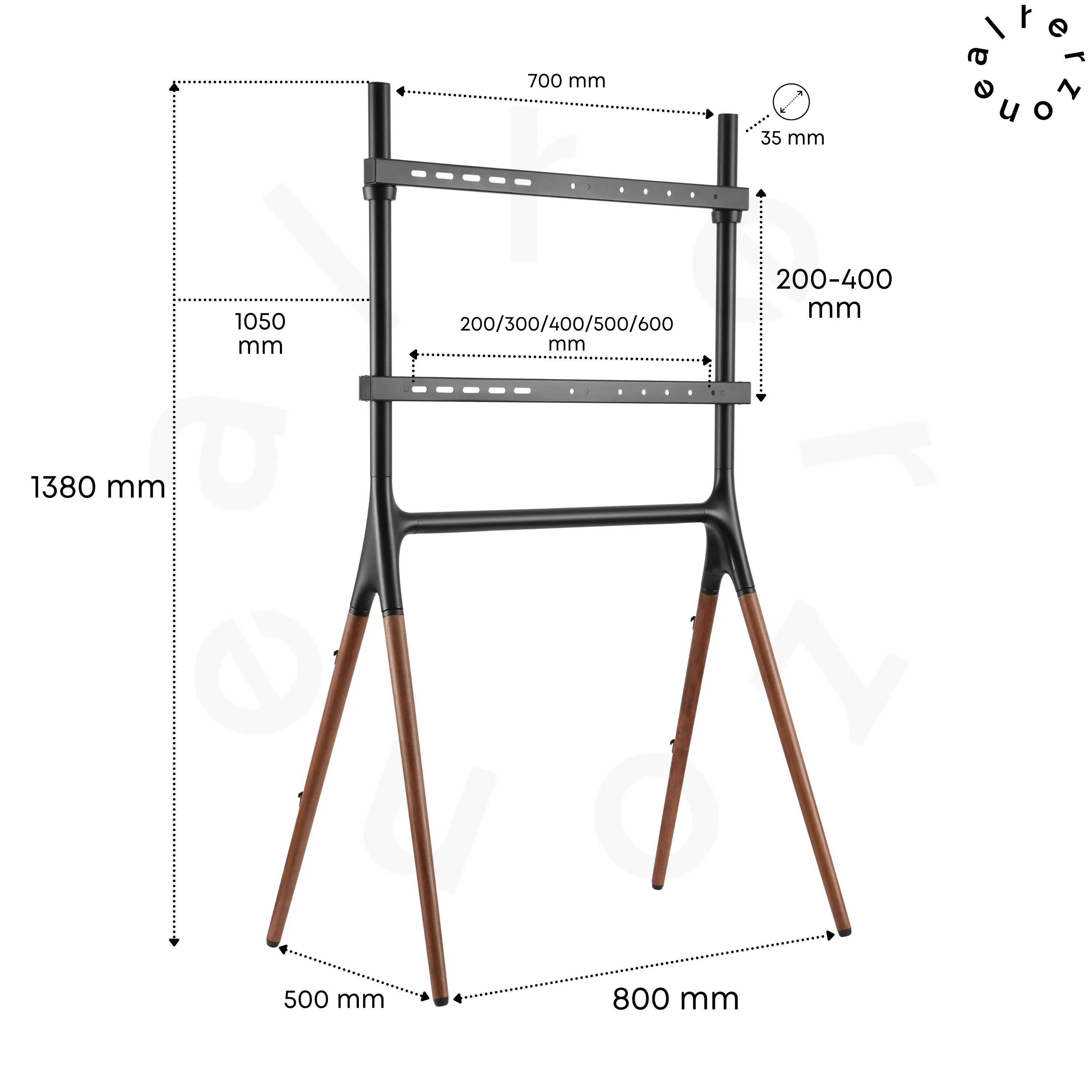 Alterzone Quad TV Floor Stand for 49"-70" TV's, Walnut